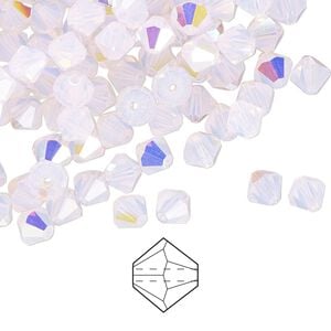 Bead 144pk rose opal AB, Preciosa Czech crystal 5mm bicone
