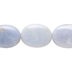 Blue chalcedony 1pkg1, flat oval bead natural 8 inch 20x15mm