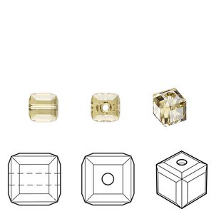 Bead 6pk dark jonquil, Crystal Passions&reg; Regenerated 6mm faceted cube 5601