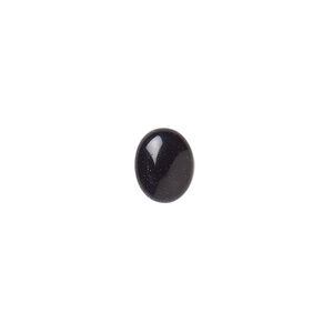 Cabochon, blue goldstone (glass) (man-made), 10x8mm calibrated oval. Sold per pkg of 6.