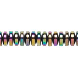 Hemalyke&trade; 1pkg1, rainbow titanium-coated rondelle bead 15.5-16 inch 8x3mm