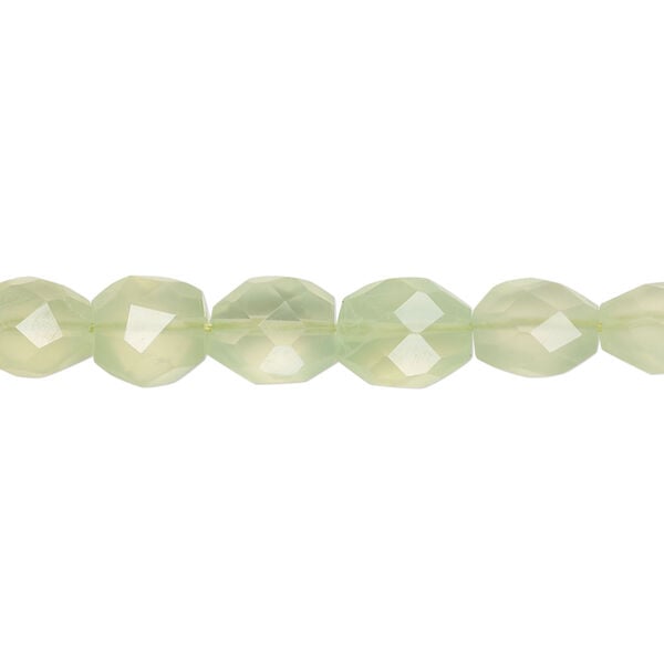 Chalcedony 1pkg1, hand-cut faceted oval bead, 13 inch 7x6mm-9x8mm light lime green image number 0