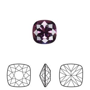 Fancy stone 6pk amethyst foil back, Crystal Passions&reg; 12mm cushion 4470