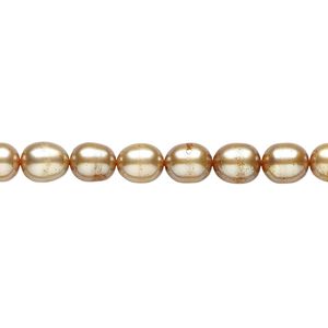 Pearl 1pkg1 cultured freshwater, 5-6mm rice C grade, 15 inch dyed dark khaki