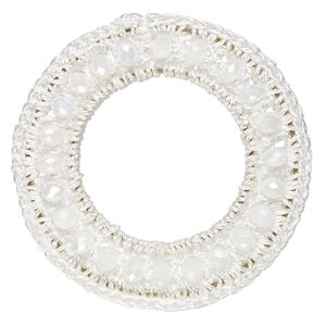 Focal, glass / nylon / steel, white AB, 48mm open round. Sold per pkg of 2.