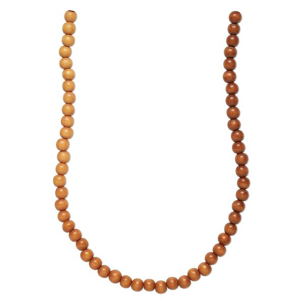 Bead 1pkg1, Taiwanese cheesewood (dyed / waxed), orange ombre, 7-8mm round, 15-1/2 to 16 inches. image number 0