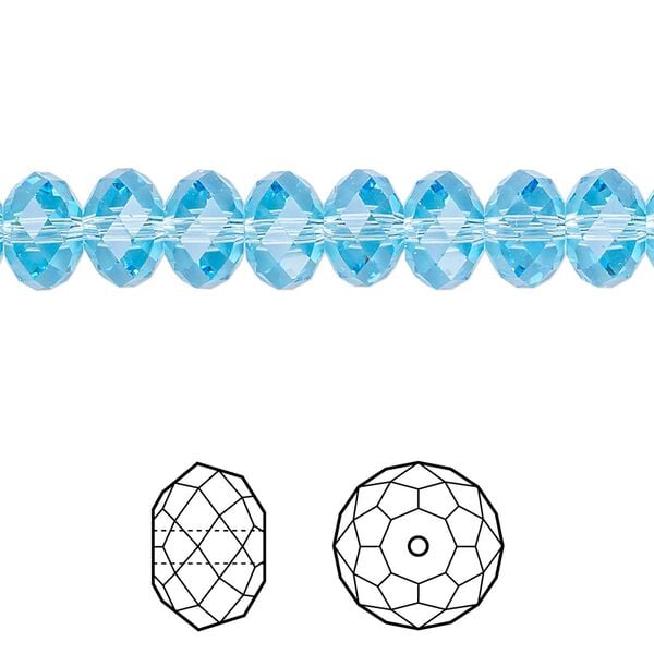 Bead 288pk aquamarine, Swarovski&reg; 8x6mm rondelle 5040 image number 0