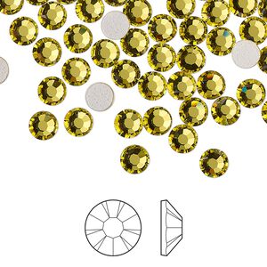 Flat back 144pk acid yellow foil back, Preciosa MAXIMA Czech crystal hotfix rhinestone 3-3.2mm chaton rose round SS12