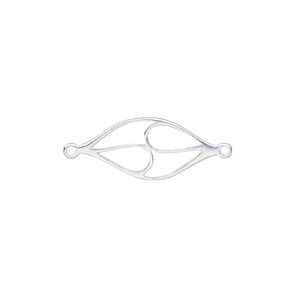 Link, Amoracast&reg;, sterling silver, 24x10mm two-sided cutout olive branch. Sold individually.