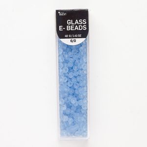 Glass 1pkg1, #6 round seed bead translucent frosted sky blue 40g