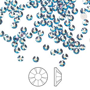 Flat back 144pk denim blue AB foil back, Preciosa MAXIMA Czech crystal hotfix rhinestone 3-3.2mm chaton rose round SS12