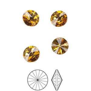 Chaton 144pk topaz foil back, Preciosa MAXIMA Czech crystal rhinestone 8.16-8.41mm rivoli SS39