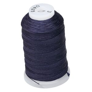 Thread, Purely Silk&trade;, navy blue, size F. Sold per 140-yard spool.