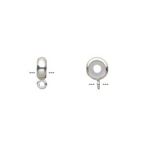 Bead keeper 1pkg2 sterling silver, 7x3mm rondelle / closed loop, clear silicone