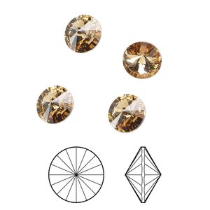 Chaton 8pk light Colorado topaz foil back, Crystal Passions&reg; 8.16-8.41mm rivoli SS39 1122