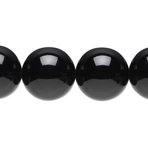 Black onyx 1pkg1, round bead 15.5-16 inch 16mm