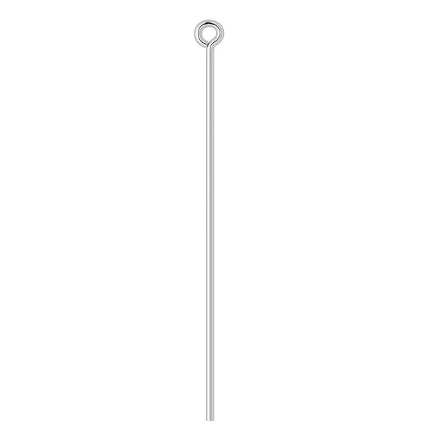 Eye pin 1pkg100 silver-plated, 3.5 inch, 21 gauge brass image number 0