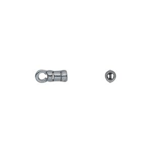 Crimp end 1pkg4 gunmetal-plated pewter, 6x3mm tube / loop / 1.7mm inside diameter, JBB Findings