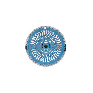 Drop, stainless steel, blue patina, 20mm single-sided domed round. Sold per pkg of 4.