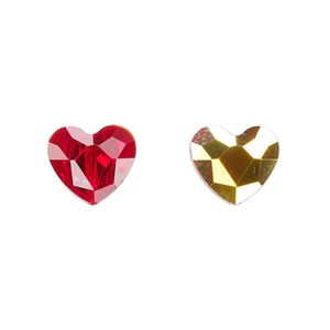 Bead 2pk red AB, Celestial Crystal&reg; 12x10mm heart