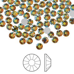 Flat back 1440pk acid yellow AB foil back, Preciosa VIVA 12&reg; Czech crystal rhinestone 3.8-4mm chaton rose round SS16