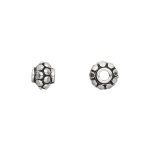 Bead 1pkg4 sterling silver, 8mm round / bumps