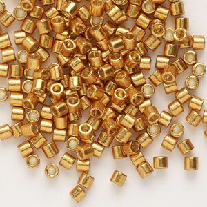 Seed bead, Delica&reg; 1pkg7.5g glass, #8 round, Duracoat&reg; opaque galvanized yellow gold / outside dyed (DBL-1833)