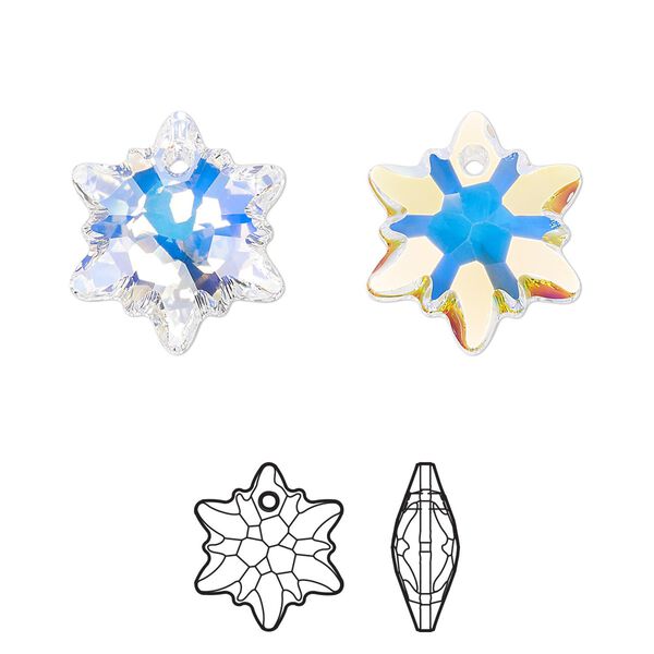 Drop 48pk crystal AB, Swarovski&reg; 18mm pendant edelweiss 6748 image number 0