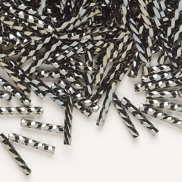 Bugle bead, Dyna-Mites&trade;, glass, opaque iris gold, 12mm twisted. Sold per 50-gram pkg. image number 0