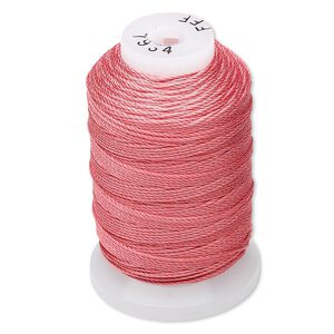 Thread, Purely Silk&trade;, 3-ply, coral, size FFF. Sold per 92-yard spool.