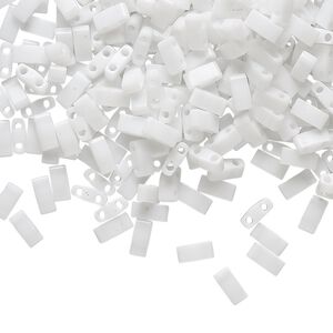 Seed bead, TILA&reg;, glass, pkg/10g, 5x2.3mm half tila rectangle, opaque white, (HTL-402).