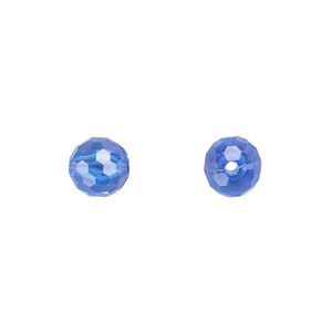 Bead, acrylic, blue, 8mm faceted round. Sold per 100-gram pkg, approximately 330-390 beads.