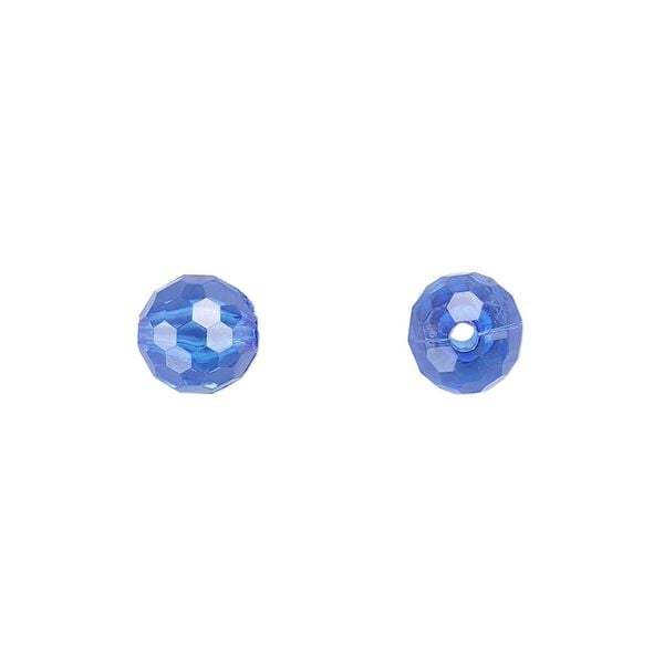 Bead, acrylic, blue, 8mm faceted round. Sold per 100-gram pkg, approximately 330-390 beads. image number 0