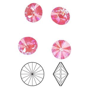 Chaton 4pk crystal lotus pink DeLite, Crystal Passions&reg; 14mm rivoli 1022
