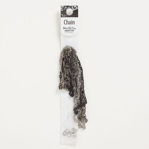 Chain and finding assortment, silver- / antique silver- / black-finished "pewter" (zinc-based alloy), mixed sizes. Sold per 10-piece set.