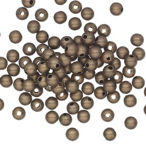 Bead 1pkg100 gold-plated, 4mm round, brass antique