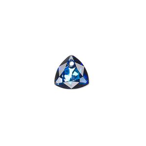 Drop 1pk crystal Bermuda blue P, Crystal Passions&reg; 10.5mm pendant trilliant cut 6434