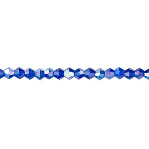 Bead 1pk translucent cobalt blue AB, Celestial Crystal&reg; 4mm bicone 15.5-16 inch