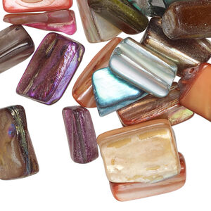Mother-of-pearl shell 1pkg2oz, stick bead, mix mixed colors 10x5mm-16x12mm