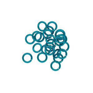 Jump ring 1pkg25 niobium, 5mm round, 20 gauge / 3.4mm inside diameter / teal