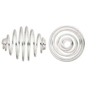 Bead cage, silver-plated steel, 21x17mm tapered oval. Sold per pkg of 100.