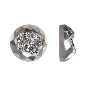 Druzy agate 1pkg1, hand-cut calibrated faceted round cab 16mm