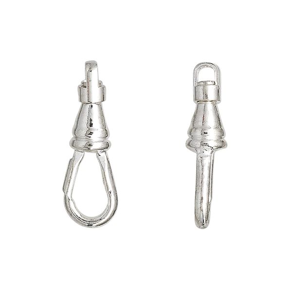 Clasp swivel 1pkg10 silver-plated, 22x8mm clip, brass / steel 1-strand image number 0