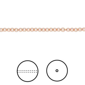 Pearl 100pk rose peach, Crystal Passions&reg; 2mm round 5810