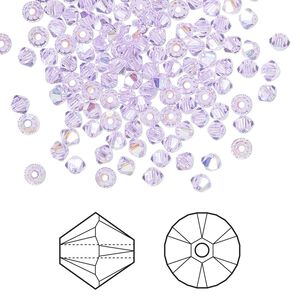 Bead 1440pk violet AB, Swarovski&reg; 3mm XILION bicone 5328