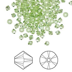 Bead 144pk peridot, Crystal Passions&reg; 3mm bicone 5328