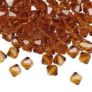 Bead 288pk topaz, Preciosa Czech crystal 6mm bicone