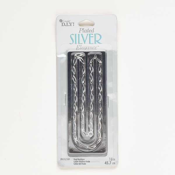 Chain 1pkg1 oval, 3mm twisted / springring clasp, silver-finished brass 18 inch image number 0