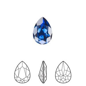 Fancy stone 1pk dark sapphire foil back, Crystal Passions&reg; Regenerated 14x10mm pear 4320