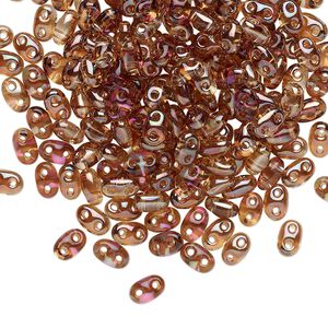 Seed bead, Preciosa Twin&trade; Czech glass, pkg/250g, 5x2.5mm oval, transparent Venus clear, (20202).